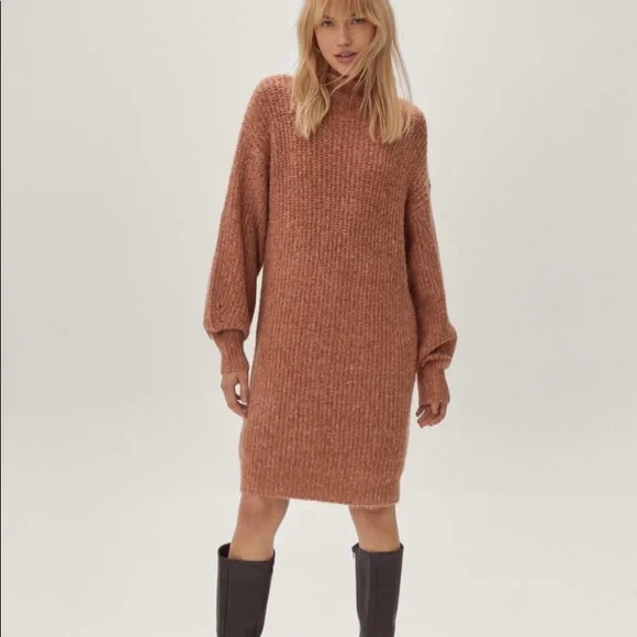ribbed knit button dress Plus Size Rib Knit Button Detail Side Slit Midi Dress main image 1